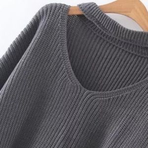 Zippered Choker Neck Sweater